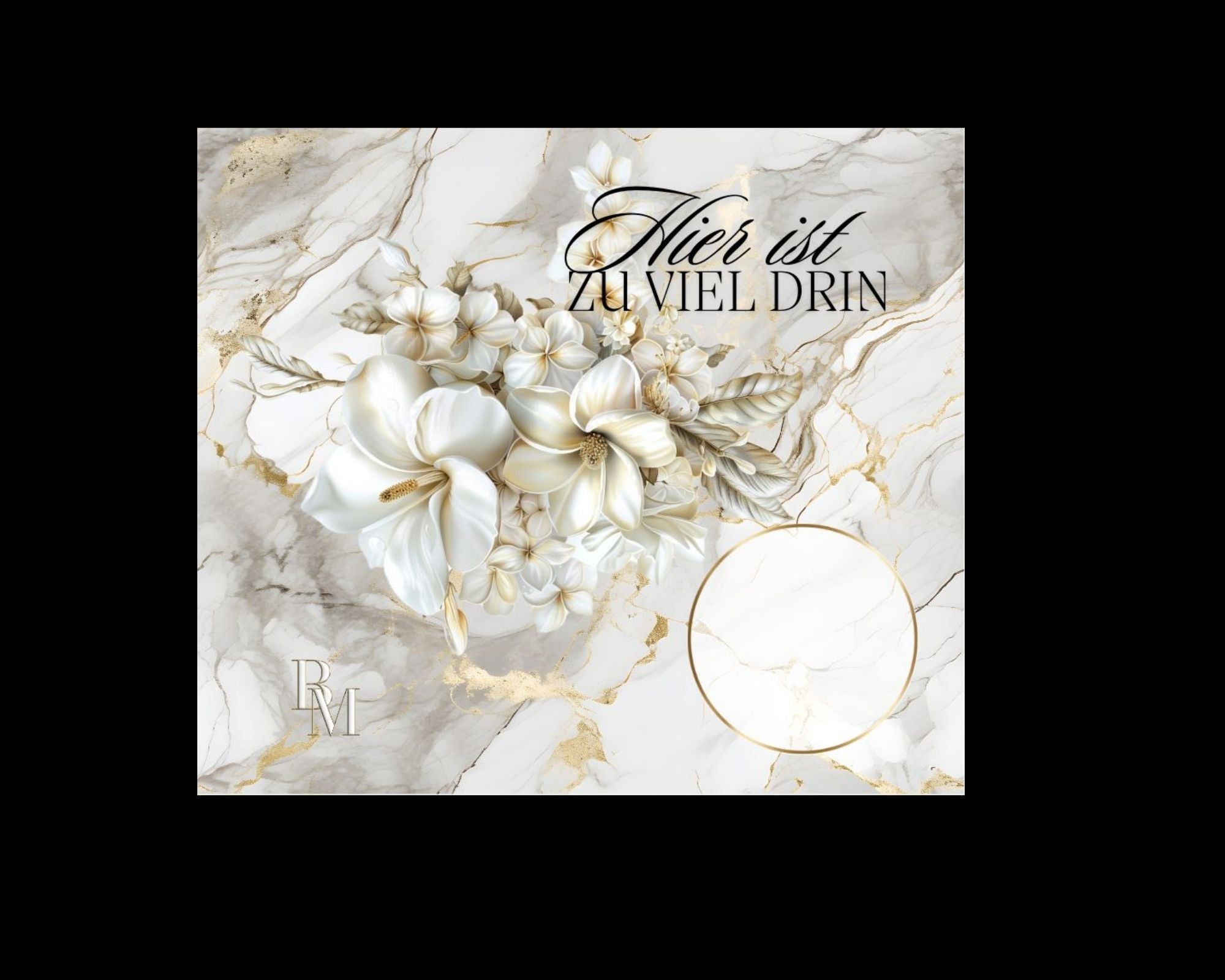 Set mit 5 mal Tracker Hier ist zu viel / Blume weiß/gold