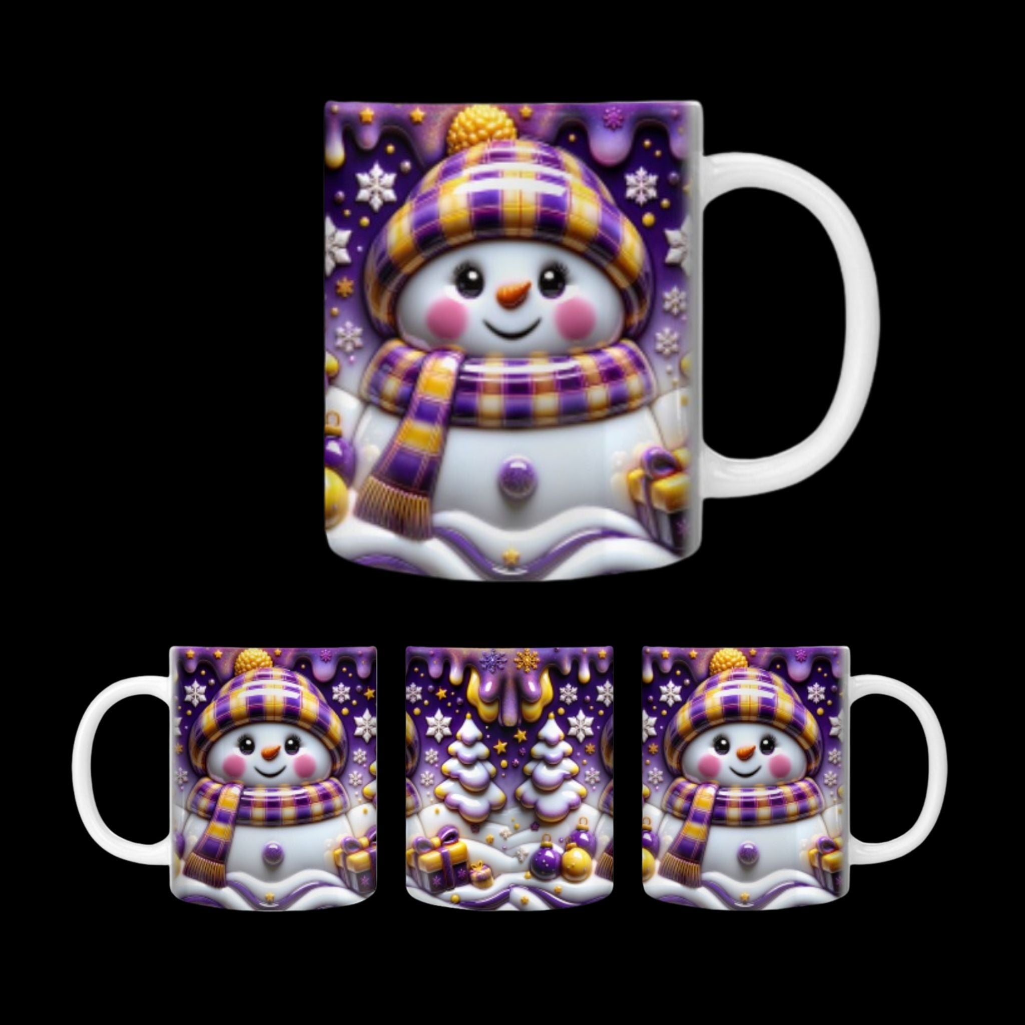 Tasse Schneemann Lila