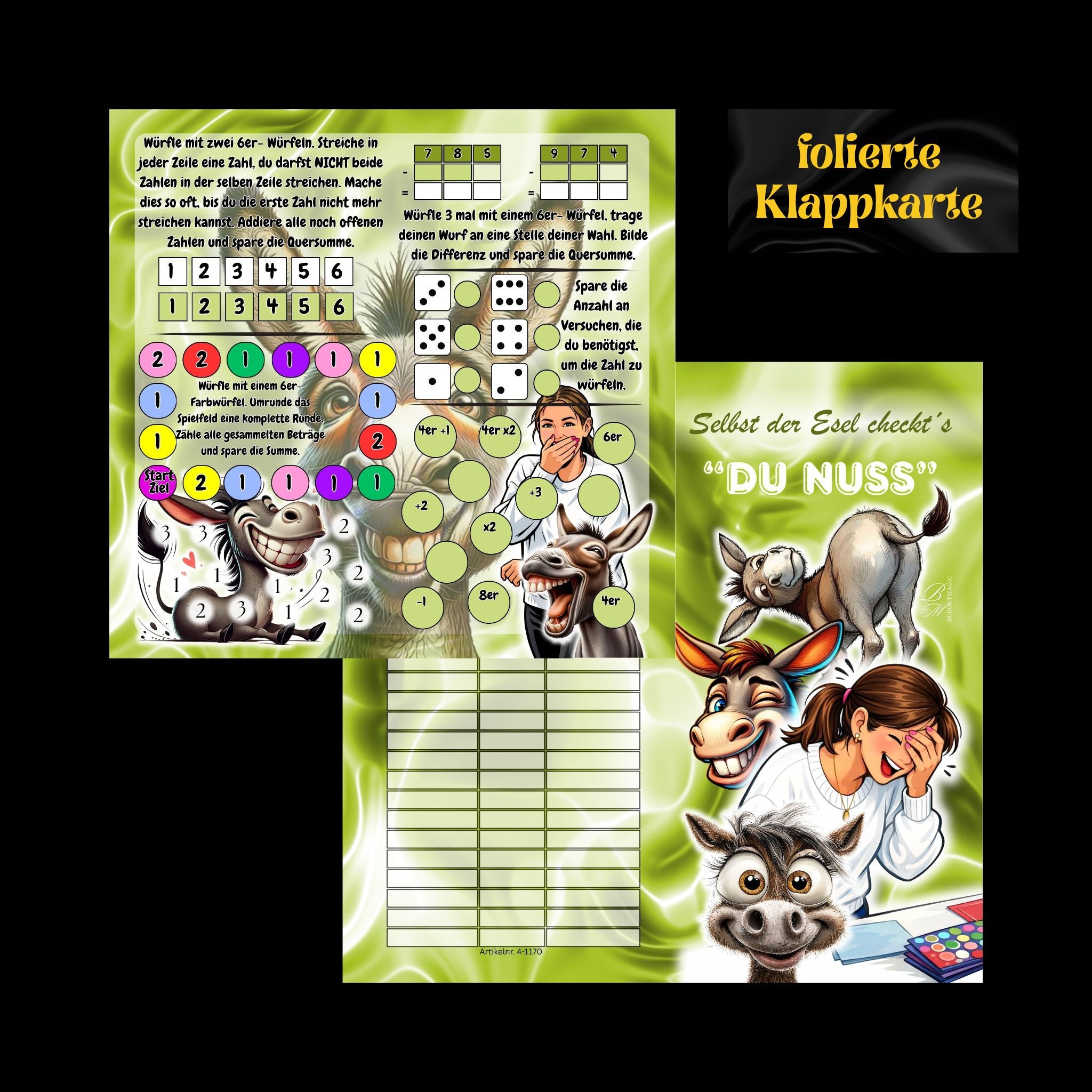 Folierte Klappkarte Selbst der Esel checkt´s