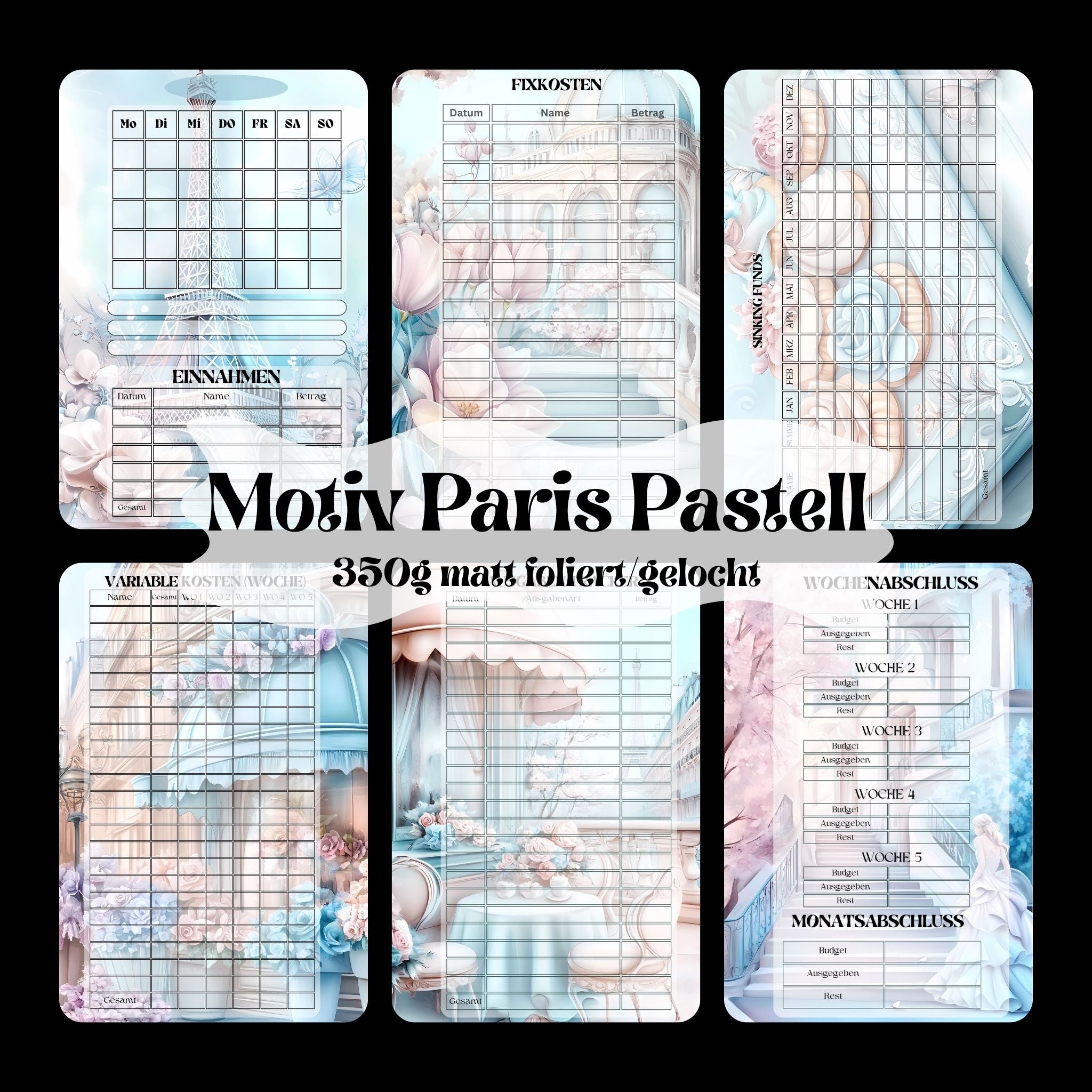 Monatsplaner A6 Paris Pastell