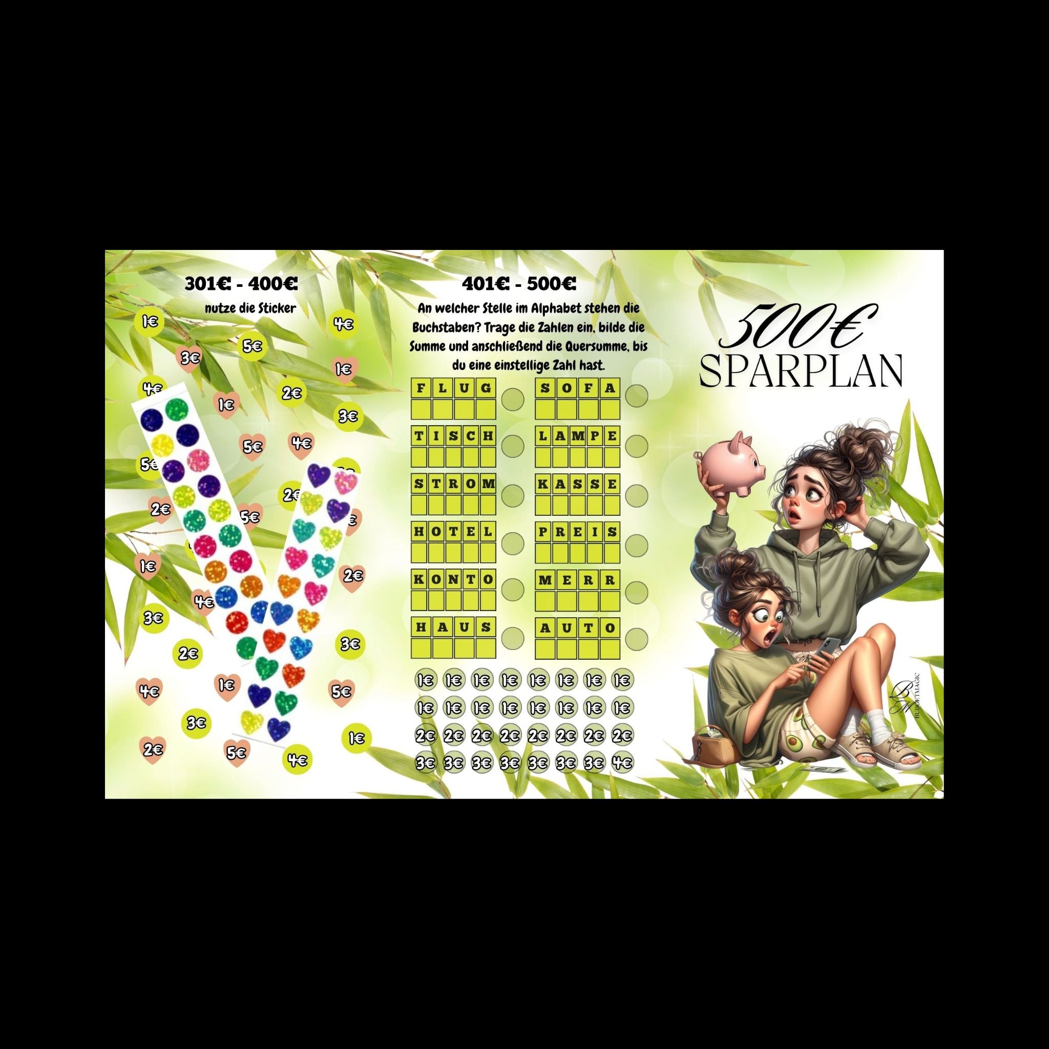 500 Euro Sparplan - Klappkarte