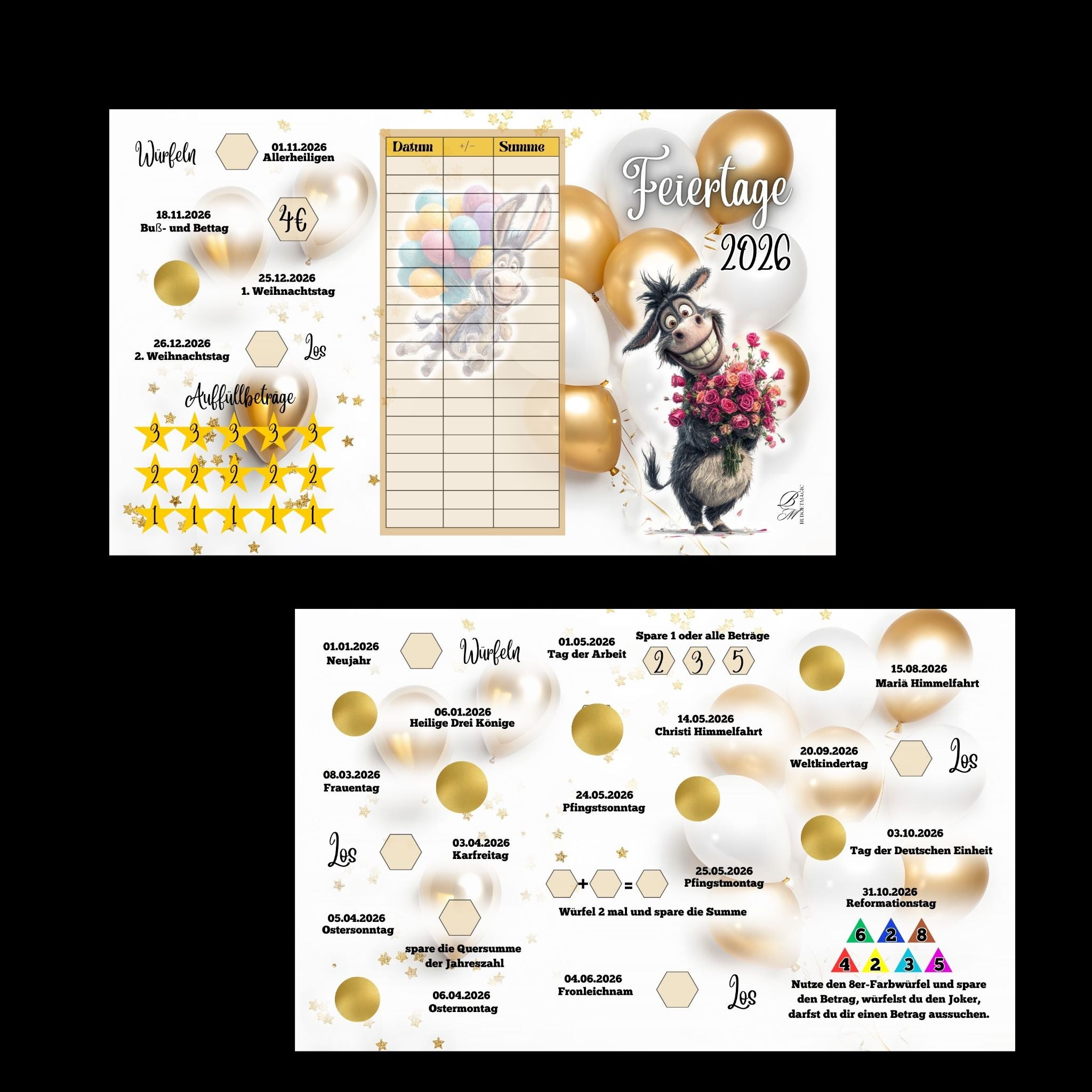 Klappkarte Feiertage 2026