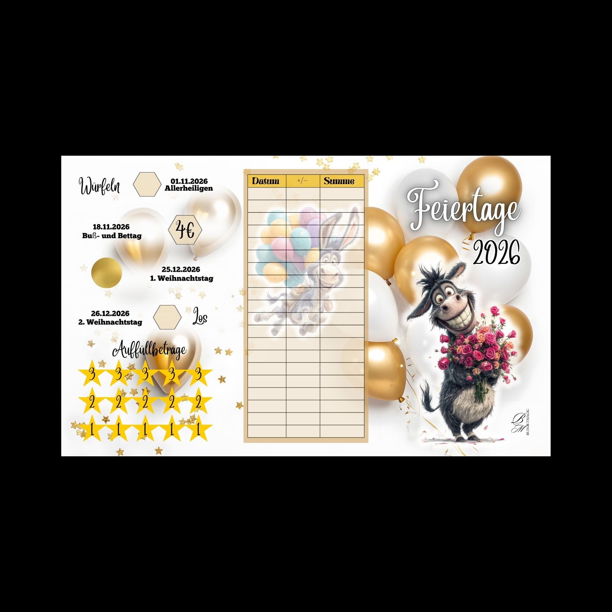 Klappkarte Feiertage 2026