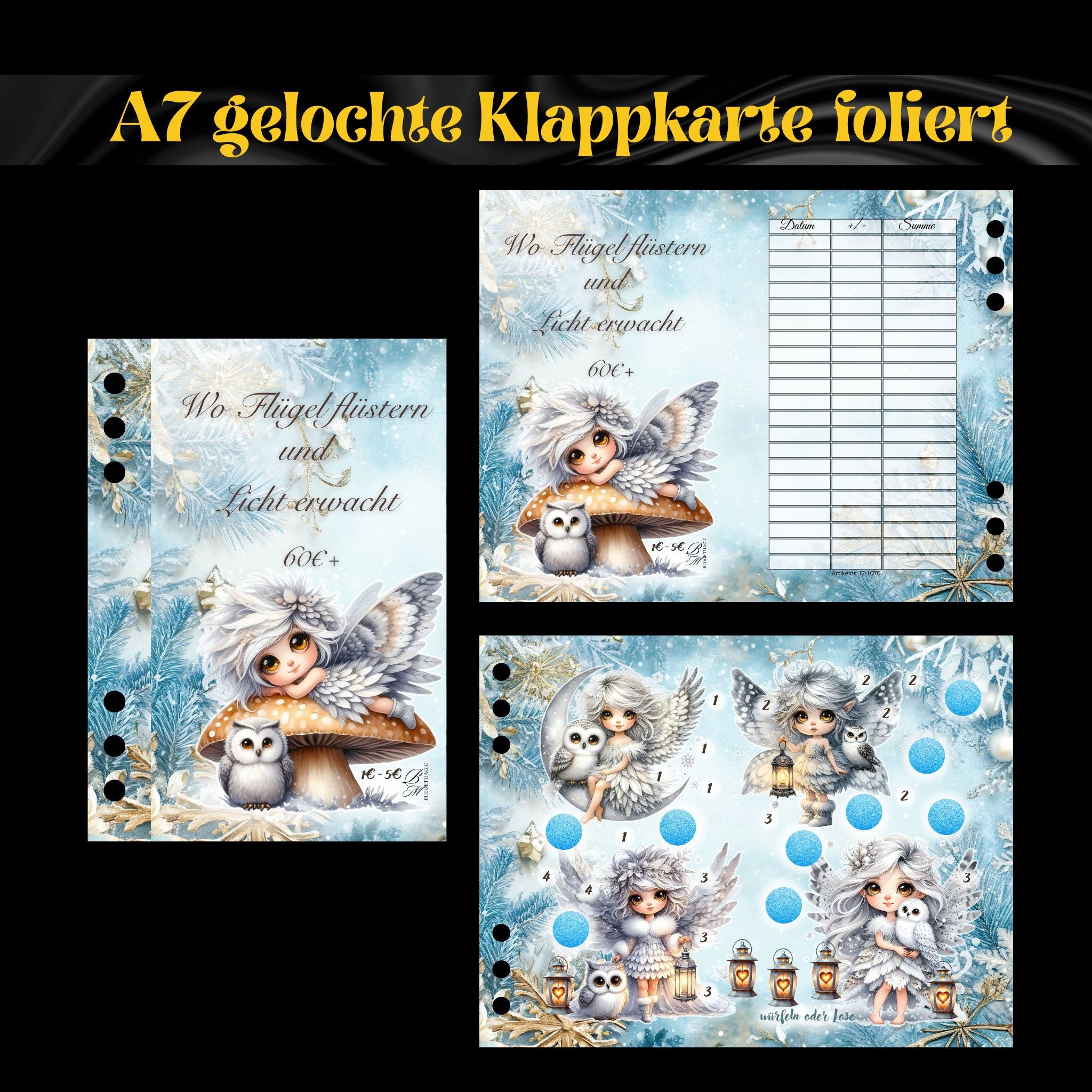 A7 gelochte Klappkarte Wo Flügel wachen