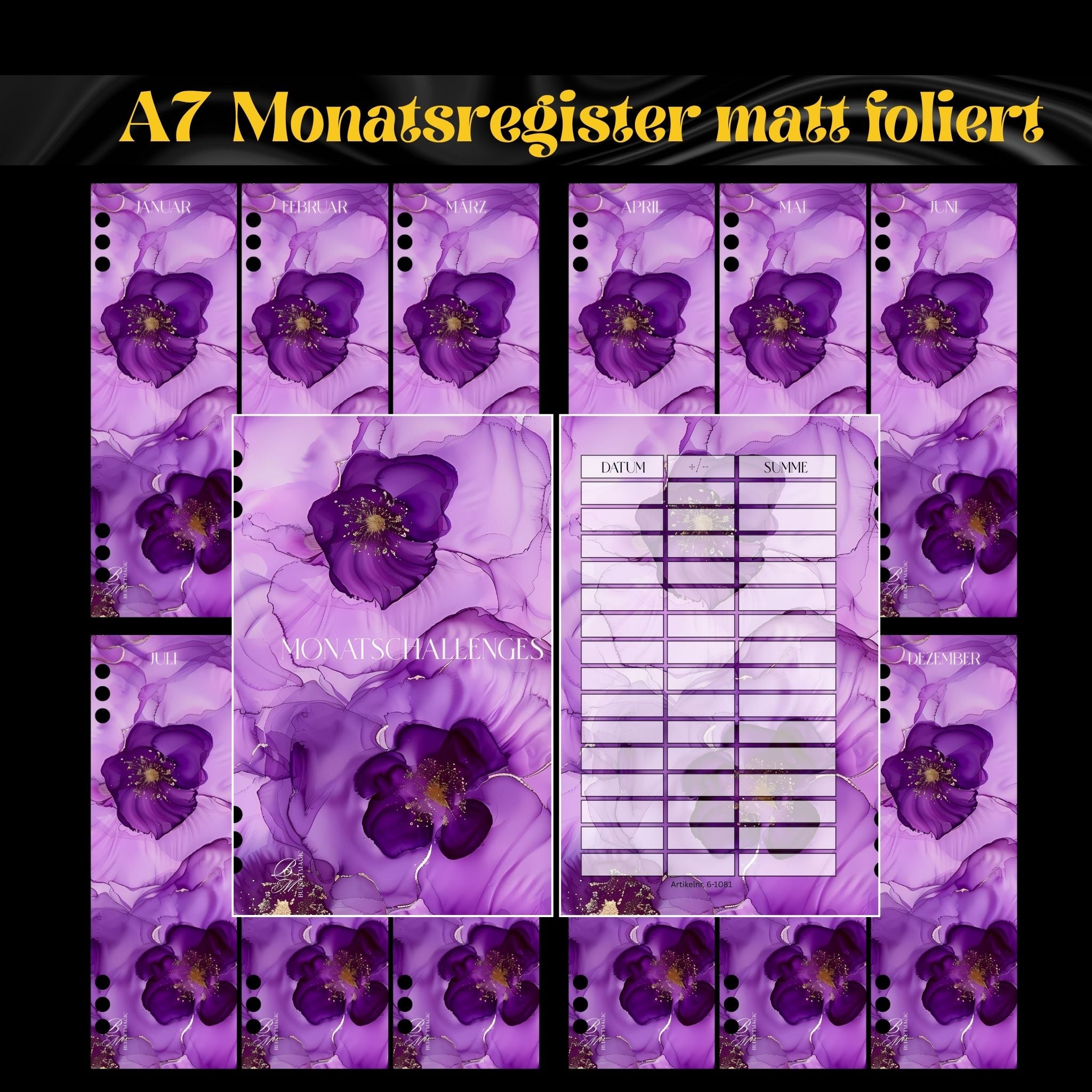 A7 Monatsregister Purple foliert