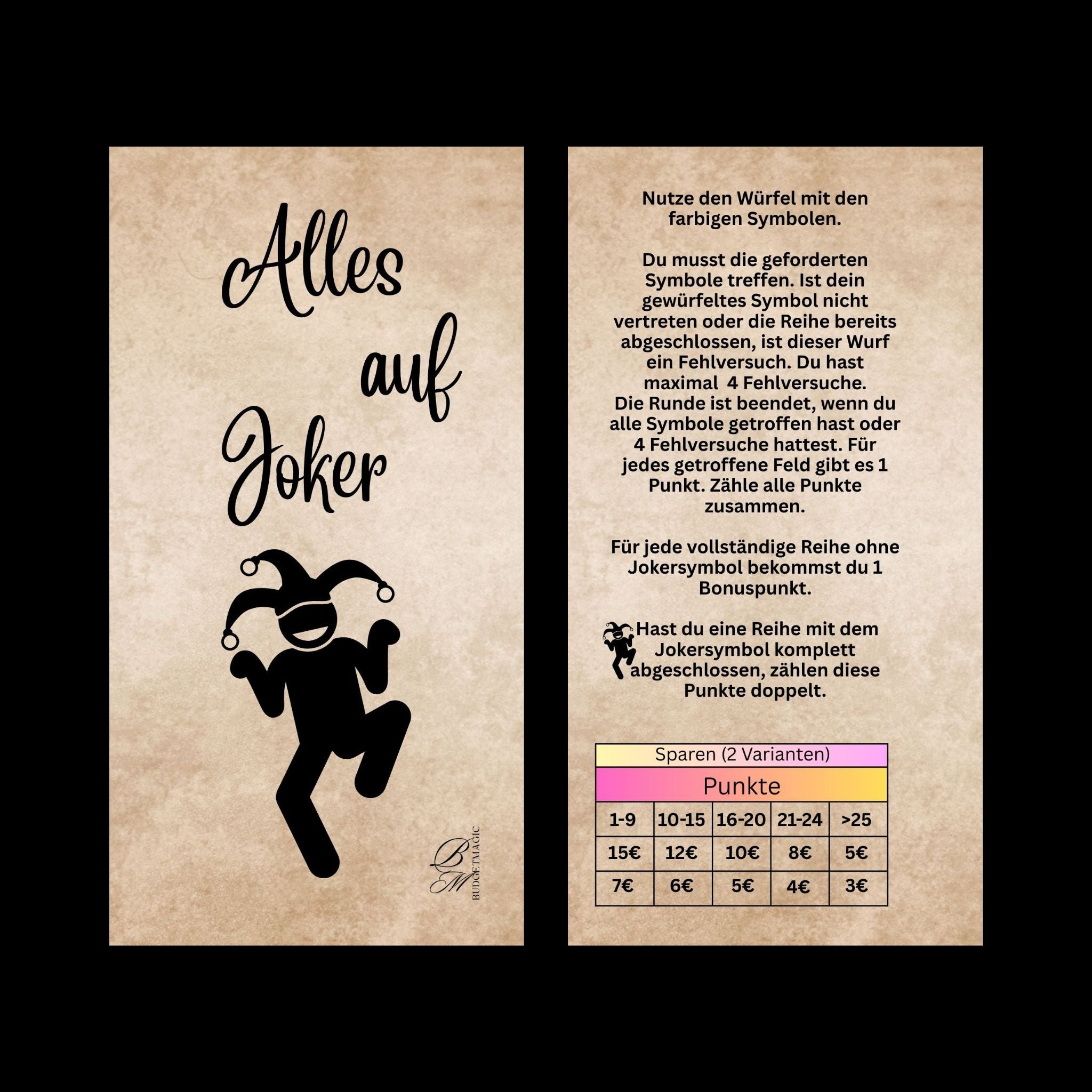 Foliertes Sparbuch mit Würfel