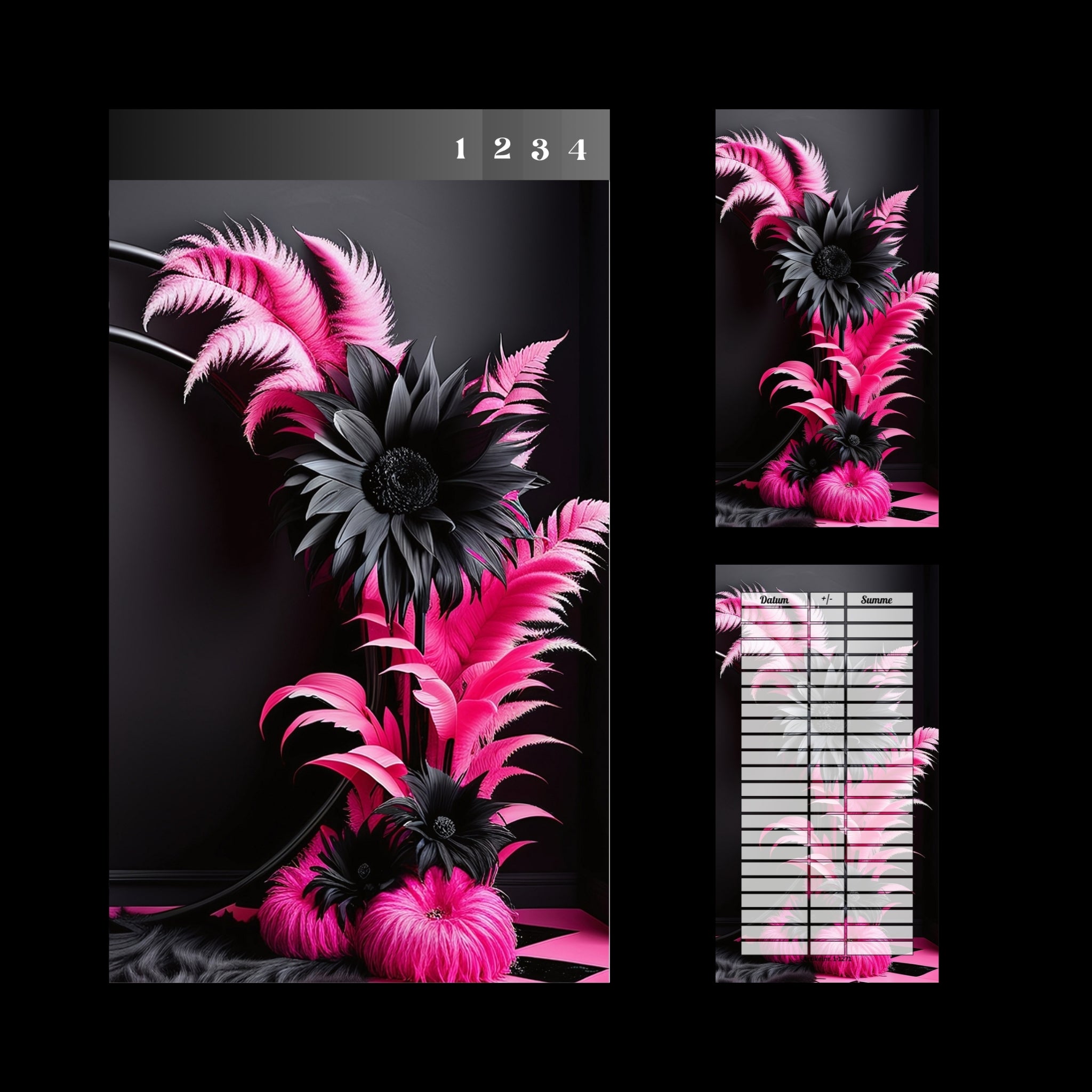 A6 Register Universal Schwarz/Pink (4er- Register)