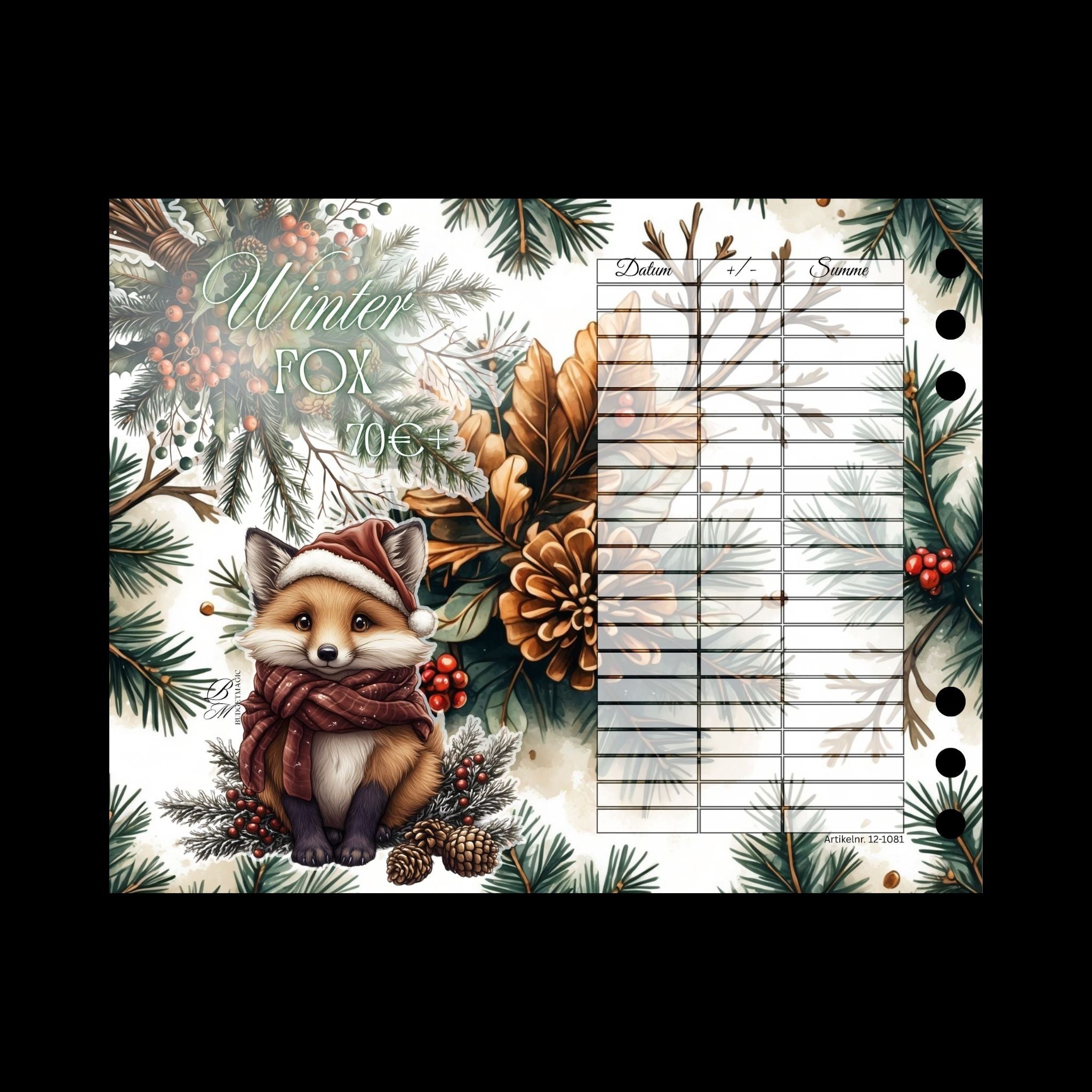 A7 gelochte Klappkarte Winter Fox