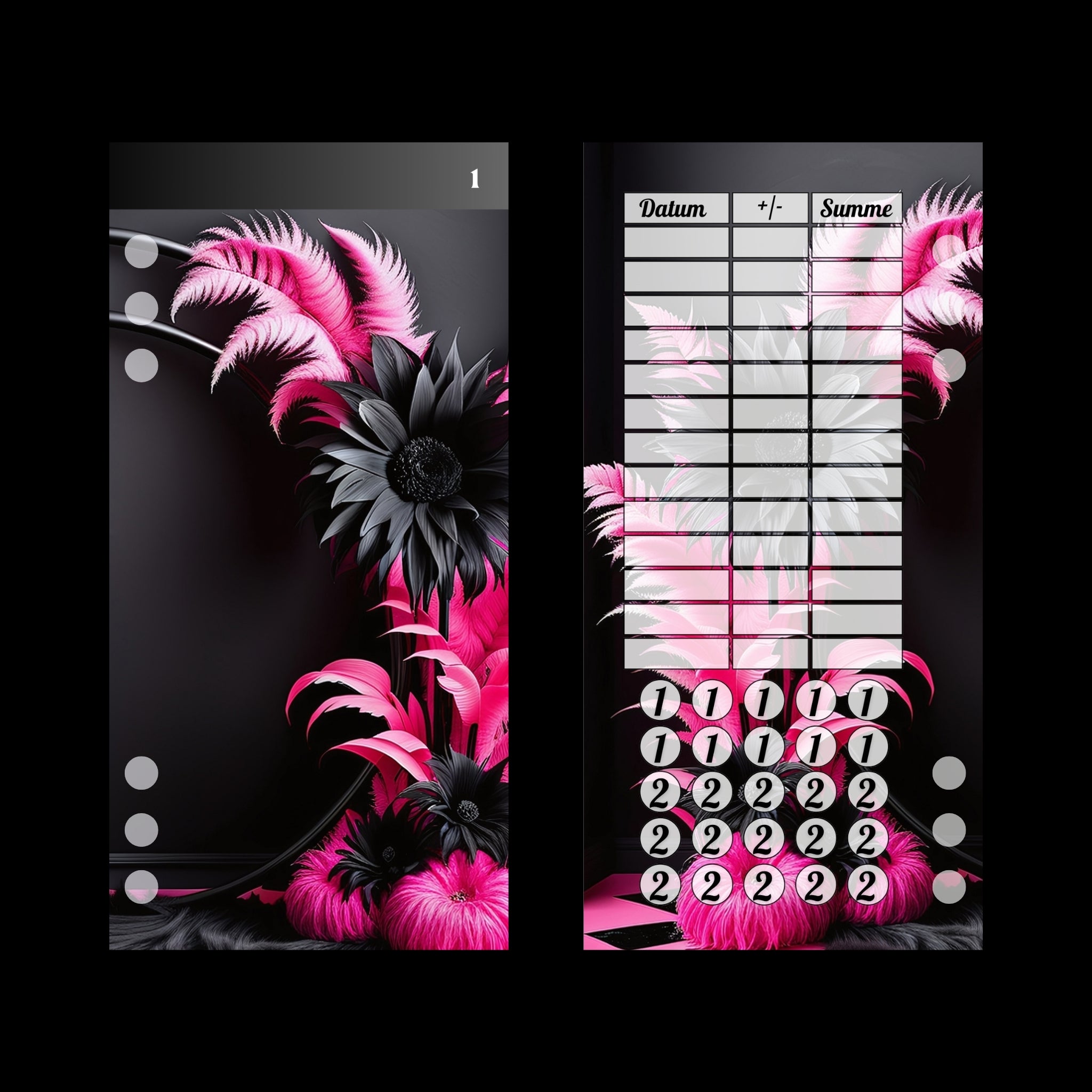 A6 Register Universal Schwarz/Pink (4er- Register)