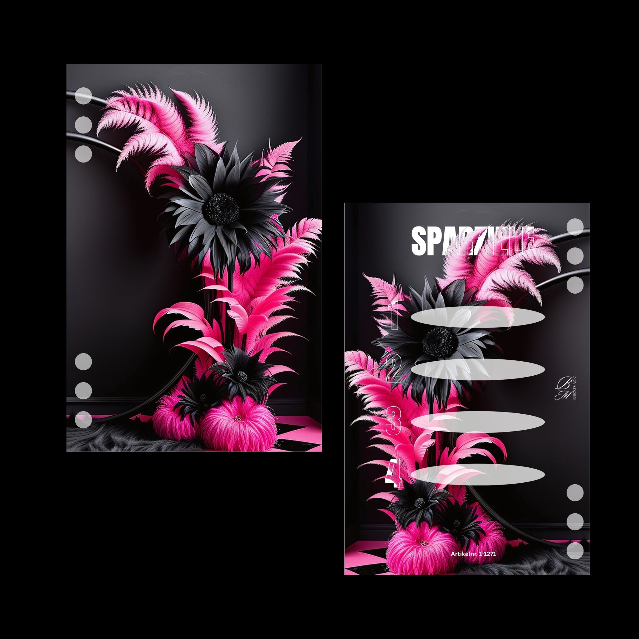 A6 Register Universal Schwarz/Pink (4er- Register)