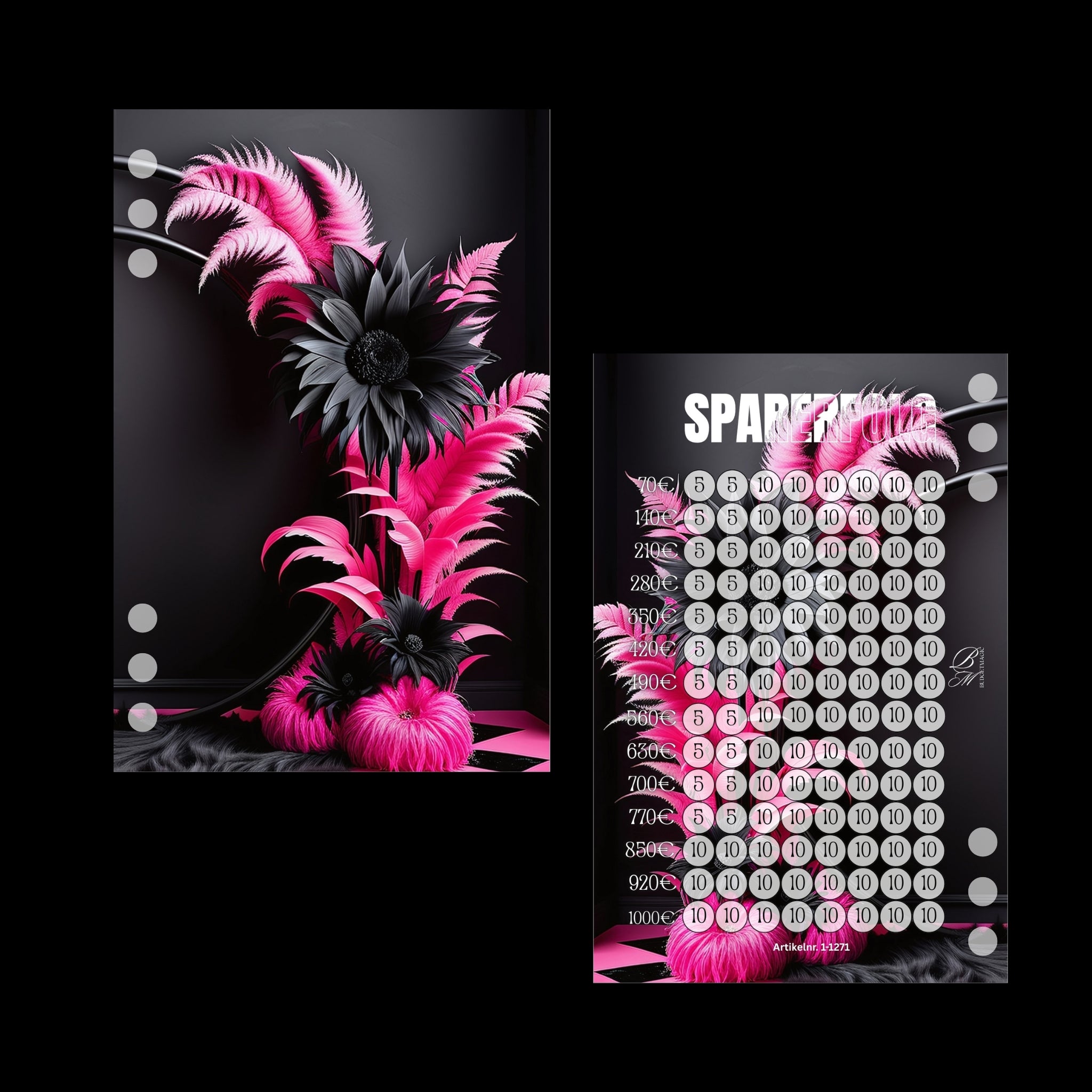 A6 Register Universal Schwarz/Pink (4er- Register)