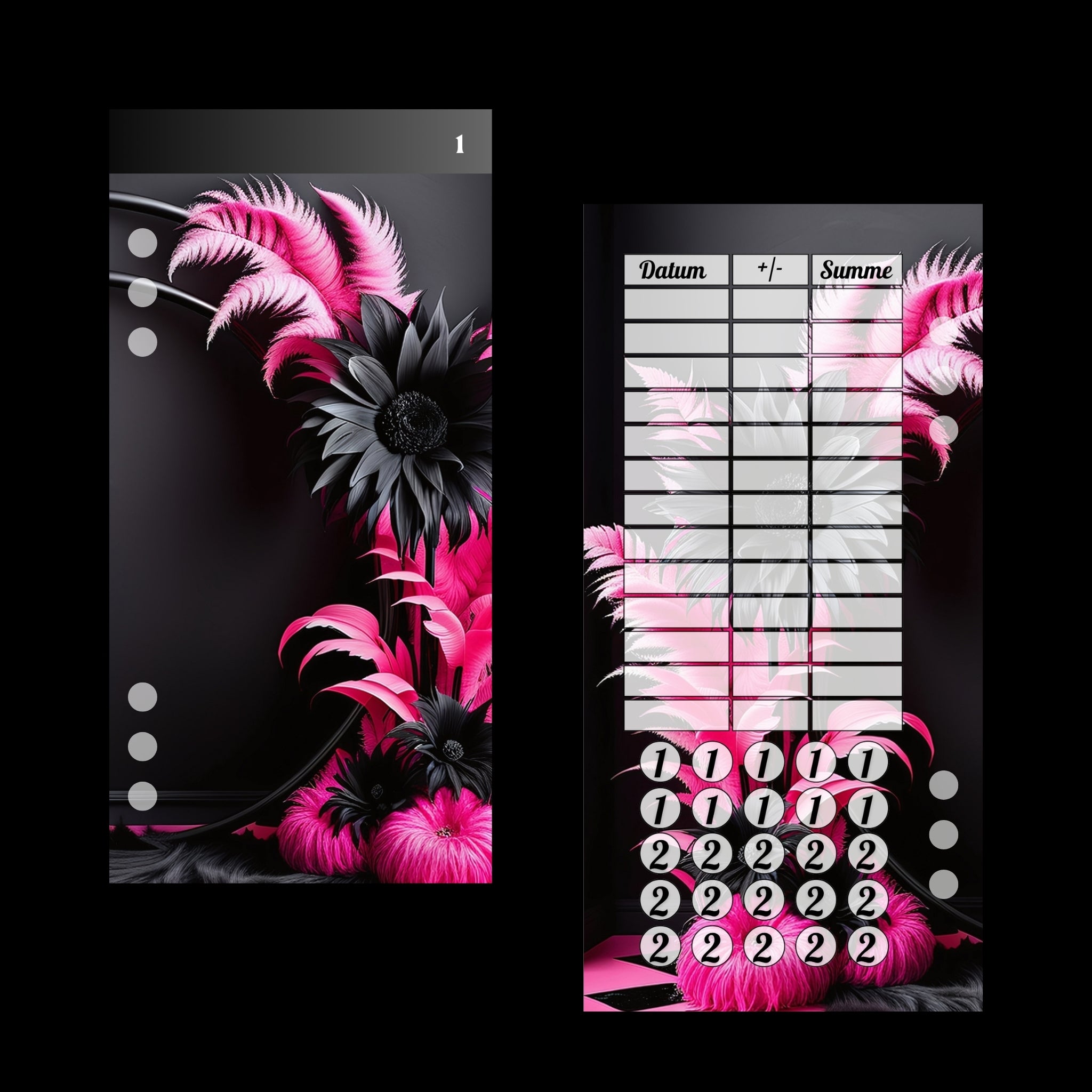 A6 Register Universal Schwarz/Pink (4er- Register)