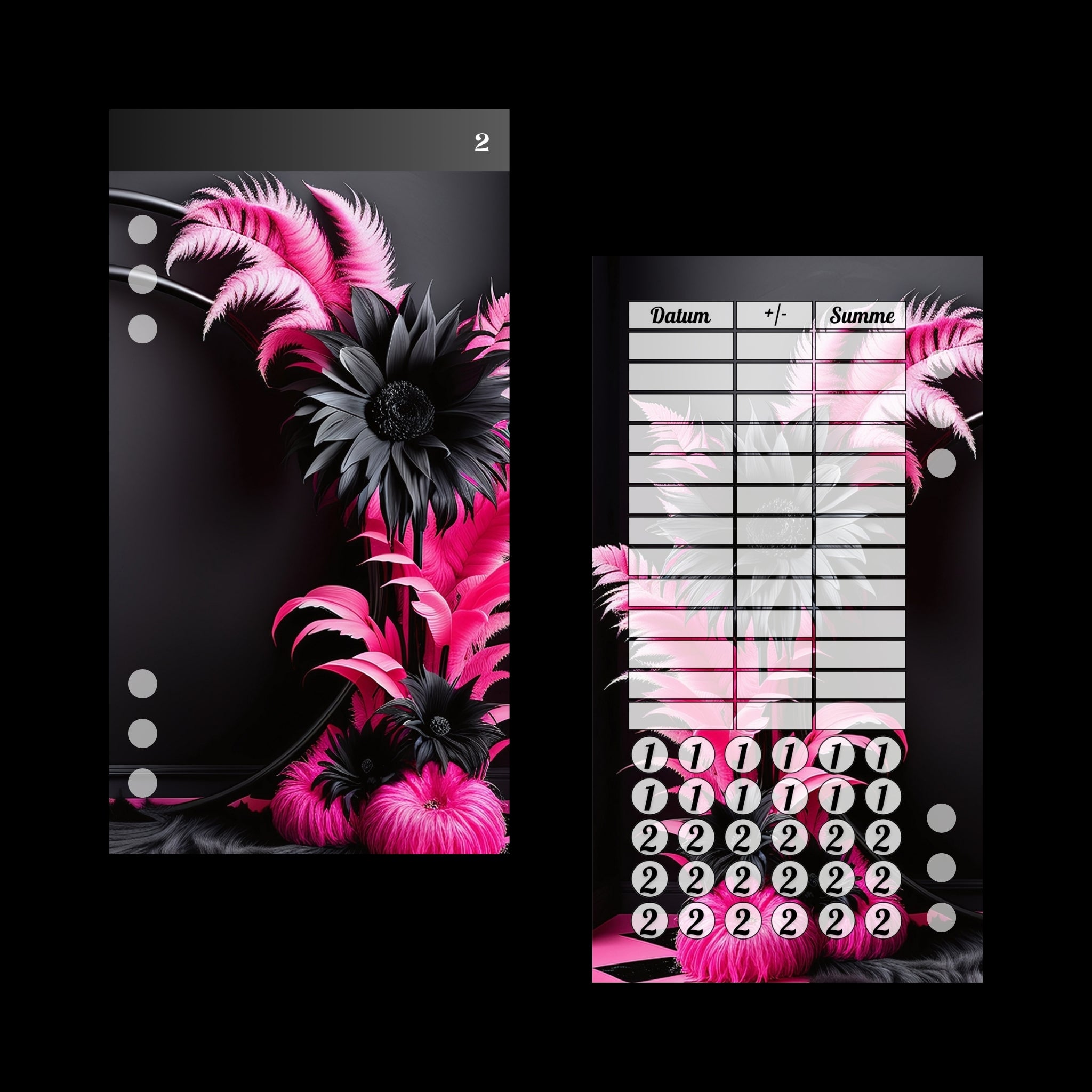 A6 Register Universal Schwarz/Pink (4er- Register)