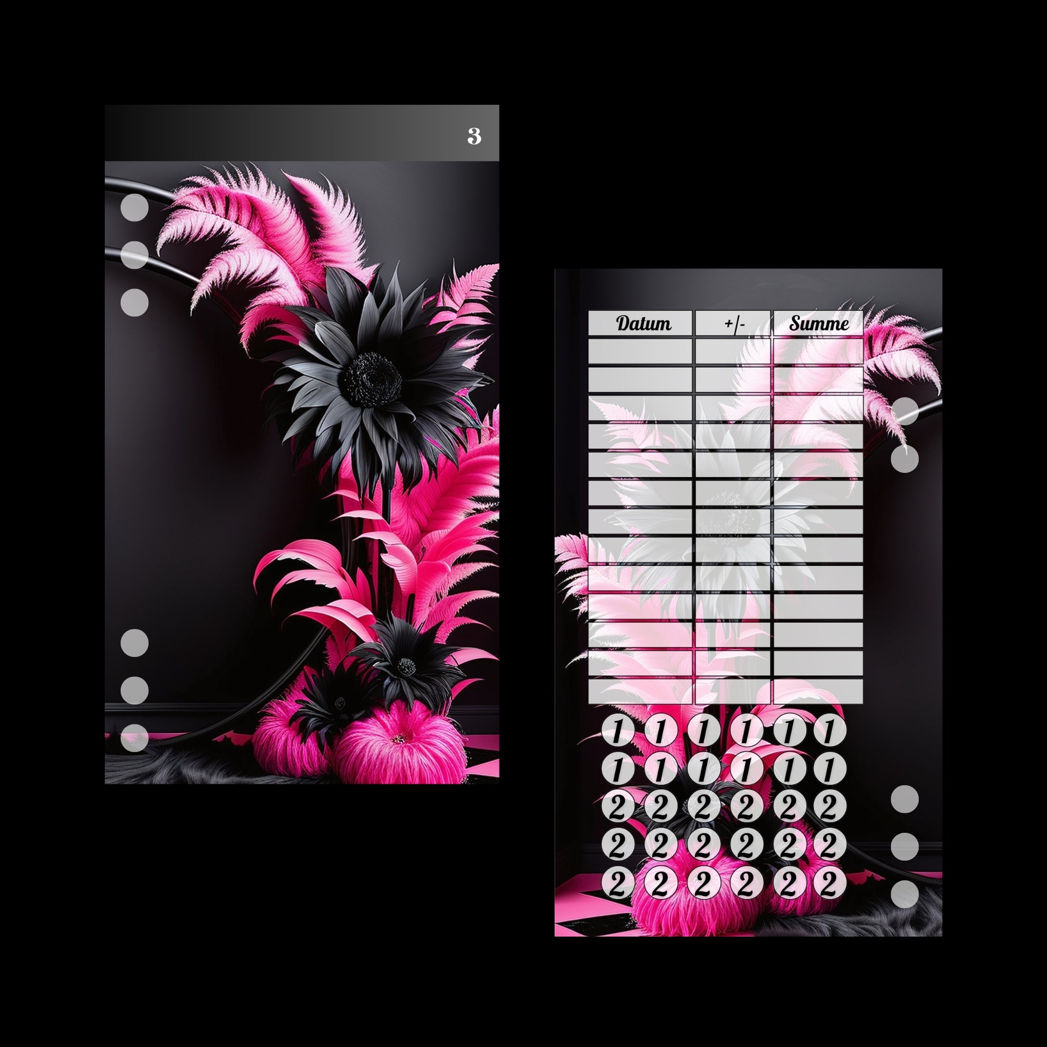 A6 Register Universal Schwarz/Pink (4er- Register)
