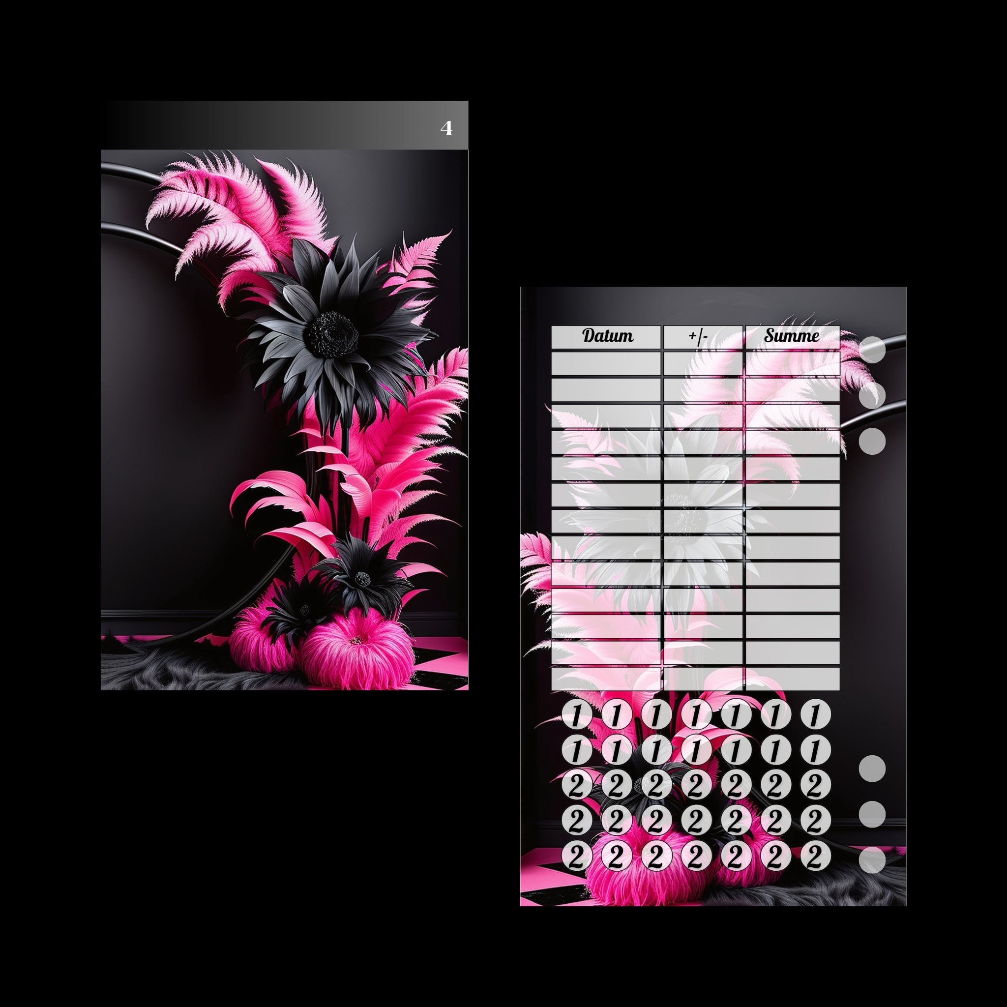 A6 Register Universal Schwarz/Pink (4er- Register)