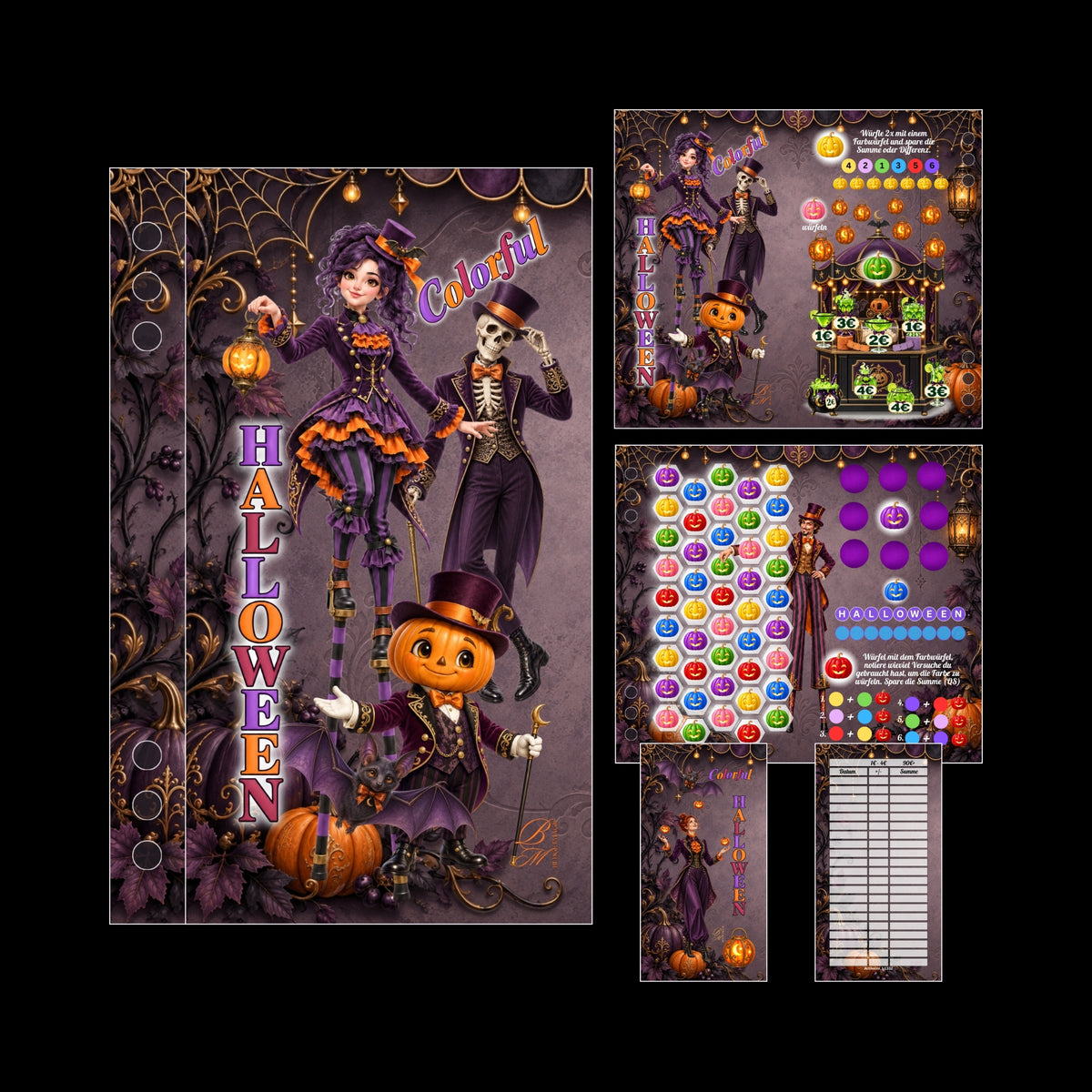 Colorful Halloween - Klappkarte zum Einheften - foliert