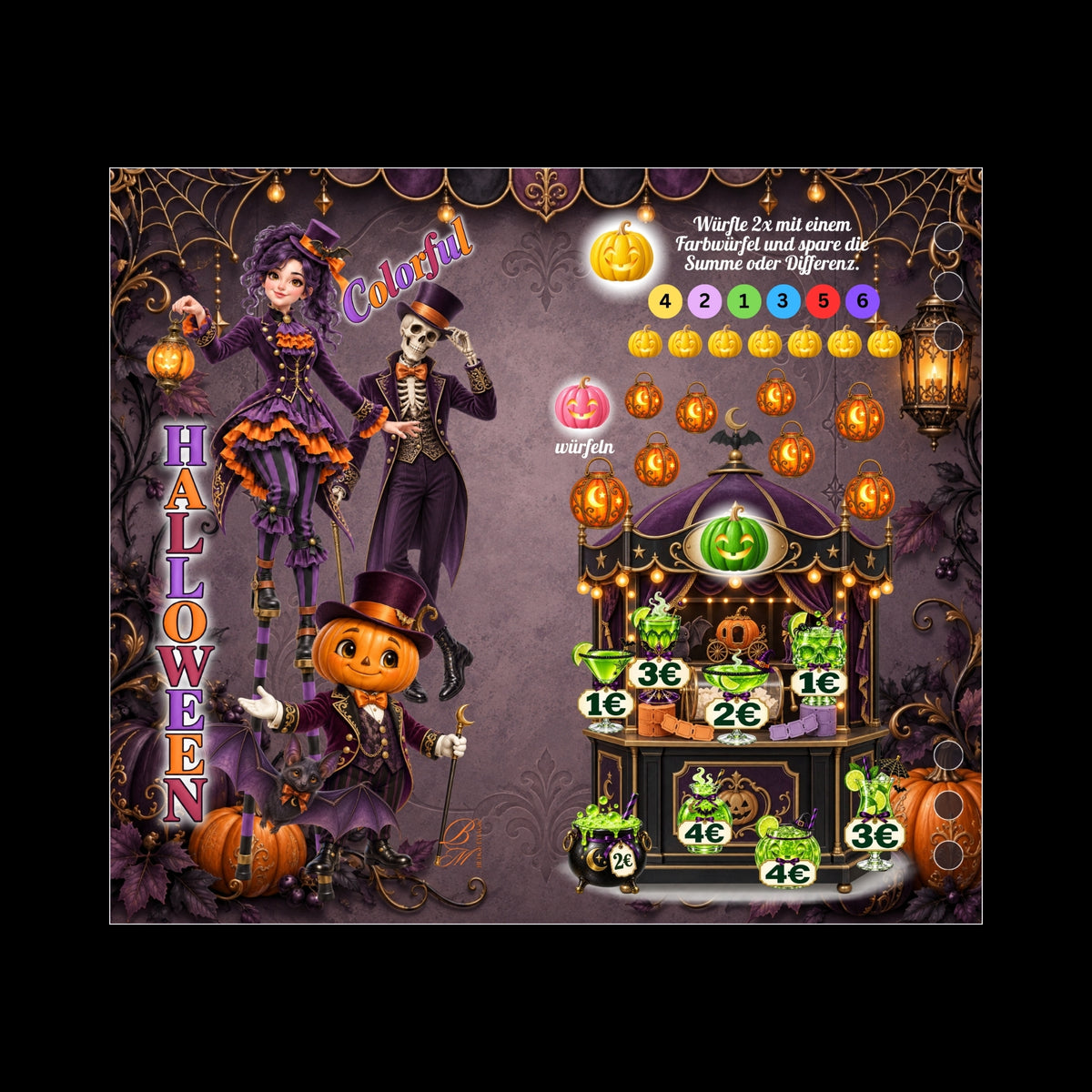 Colorful Halloween - Klappkarte zum Einheften - foliert